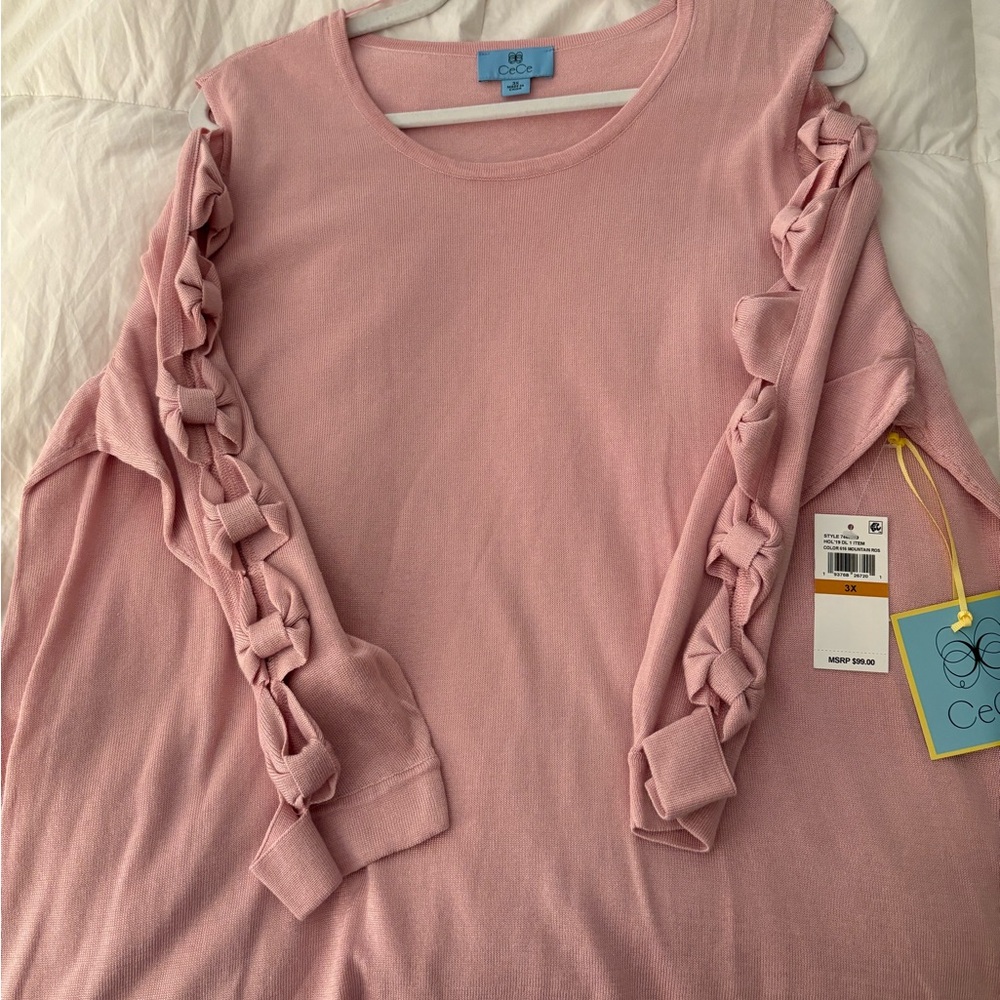 CeCe Blush Knit with Bow Accents